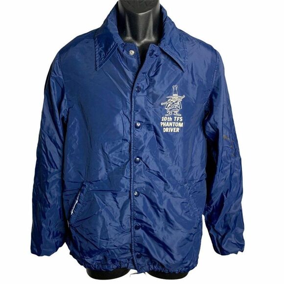 Vintage Nylon Track Jacket S Blue TFS - Picture 2 of 7